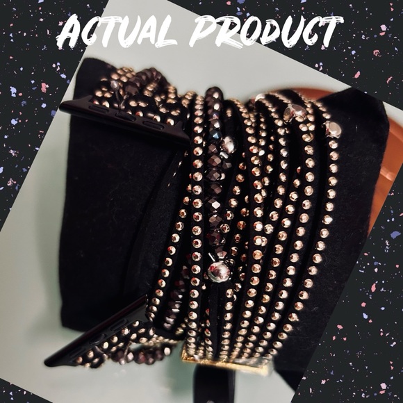 IWatch Multilayer Posh Suede Leather Wrap Band Inlaid With Gold Rivets By V-MORO - Picture 3 of 4